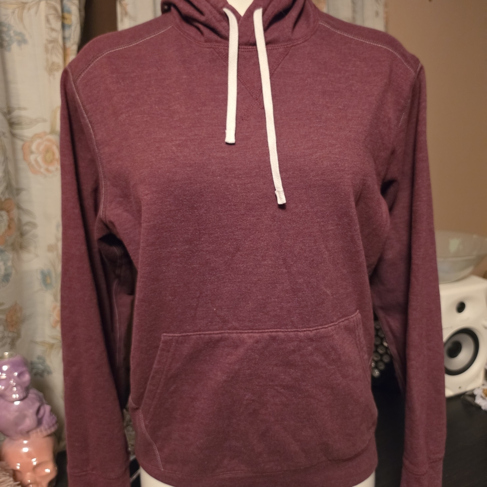 Eddie Bauer Maroon Pullover Hoodie with White Drawstrings